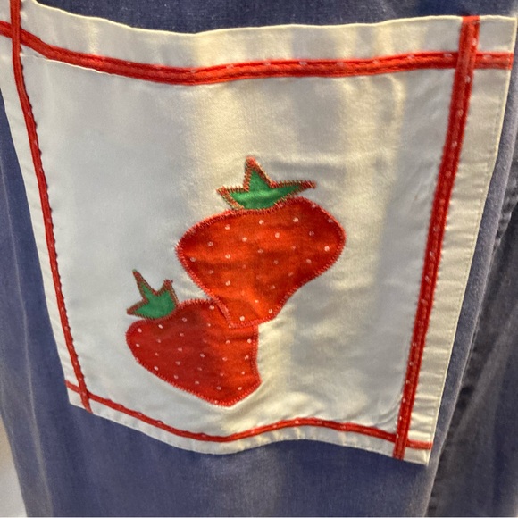 Vintage short sleeve strawberry pattern pocket robe dress mumu smock size M L - Picture 3 of 15
